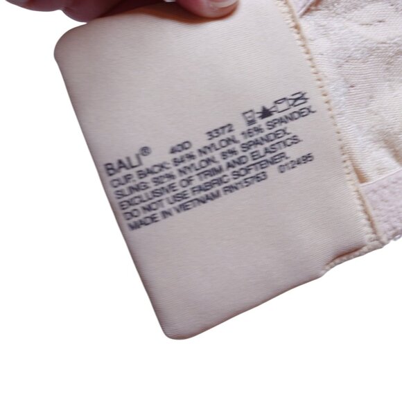 Bali Double Support Spa Closure Wireless Bra Sz 40D Champagne Full Coverage 3372 - Picture 7 of 7